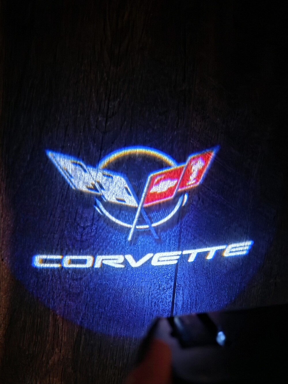 2 Corvette UNIVERSAL WIRELESS Logo LED Puddle Light 4 Choices